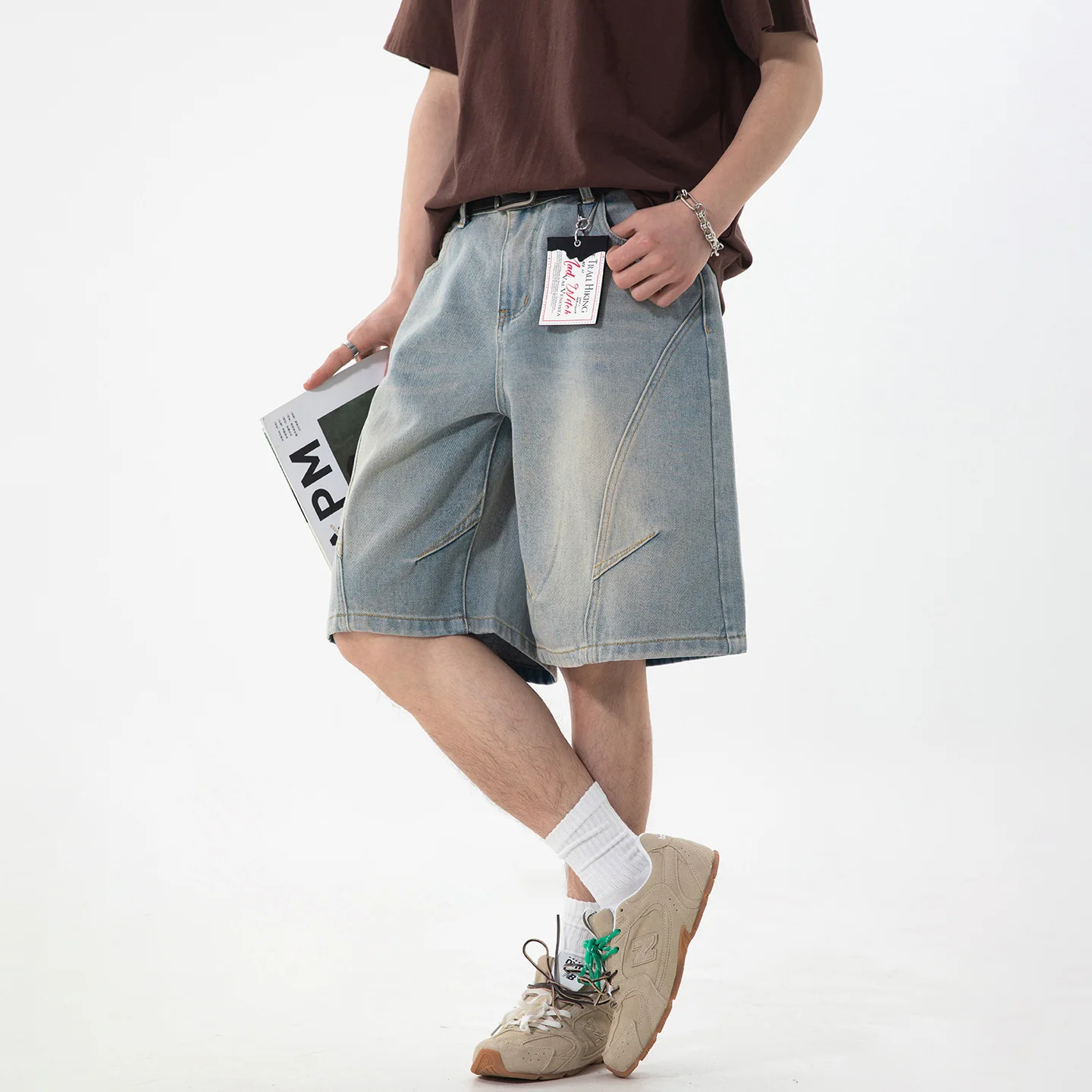 Structure Split Washed Denim Shorts 2026 Men's Spring and Summer New Retro Old Versatile Loose Five-point Pants