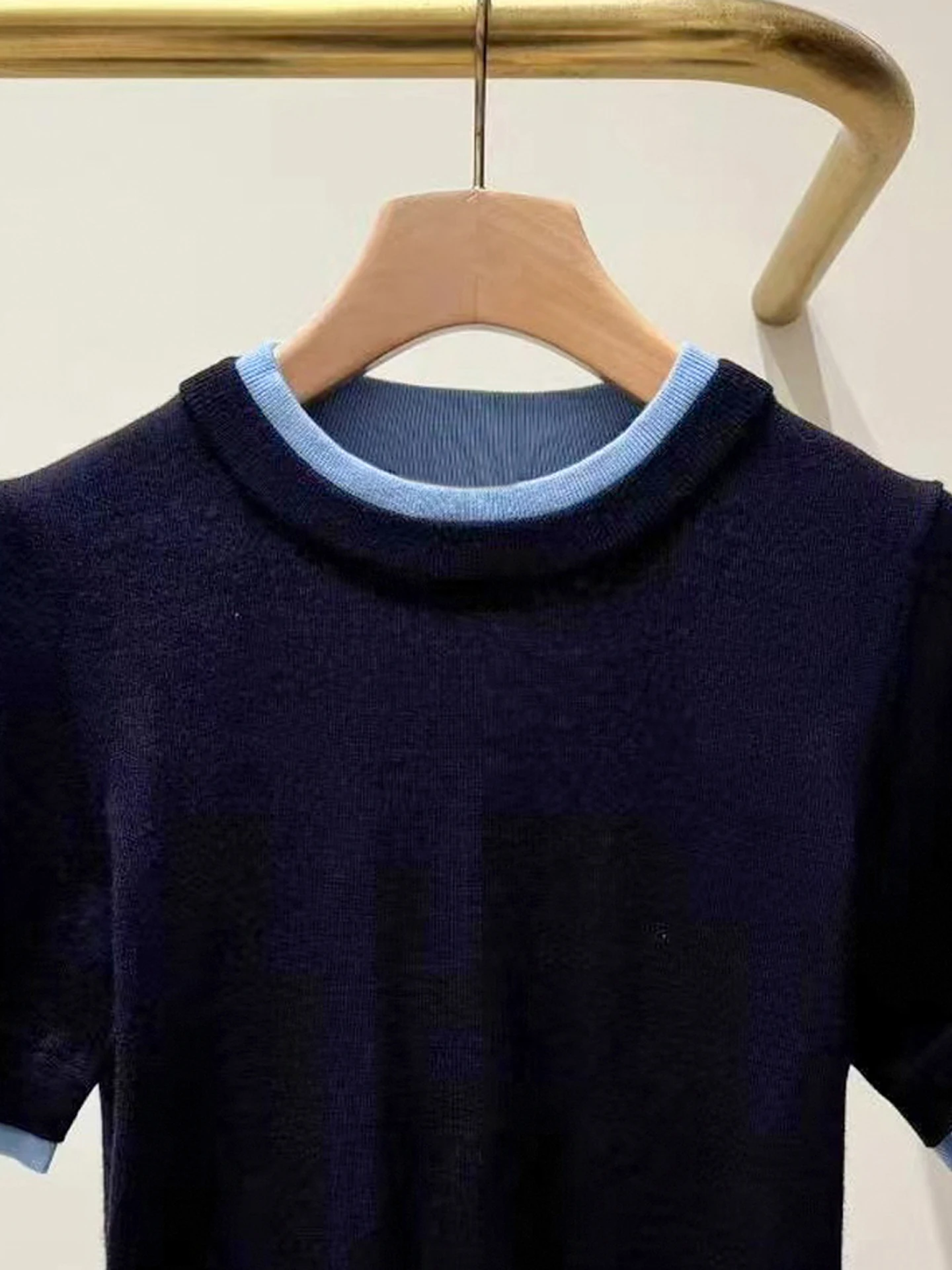 

Casual Versatile Knitted Top Women's Summer 2025 New Sle Fake Two-Piece T-irt Faionable Commute Sle round Ne ort ...