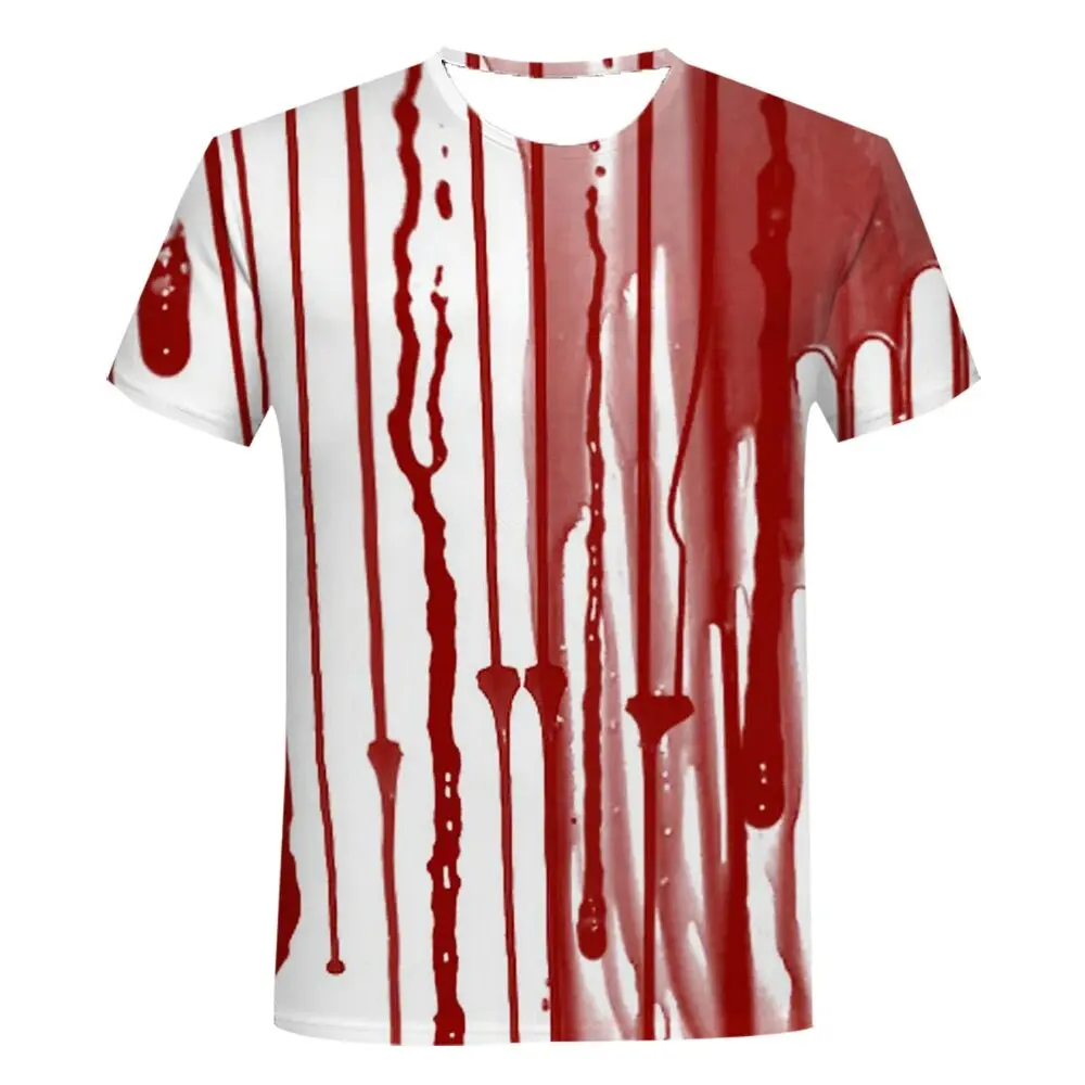 Halloween Horror Blood 3D Print T-Shirts Men Women Short Sleeve T Shirt Hip Hop Oversized Harajuku Y2k Tees Tops Unisex Clothing