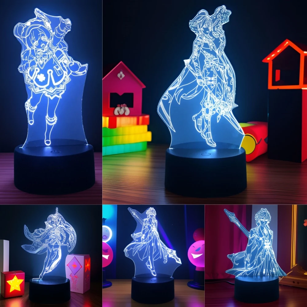 3D Lamp Anime Figures Genshin Impact 3D Night Light Raiden Shogun PVC Model Gamer Lamp Decoration Bedroom Lights Kids Toys Gifts