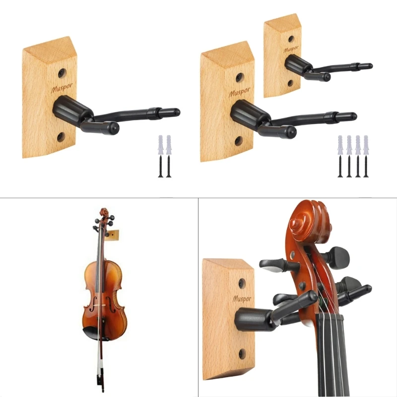 Violin Violas Hook Holder with Bows Hook Home & Studio Wall Mount Violin Hangers