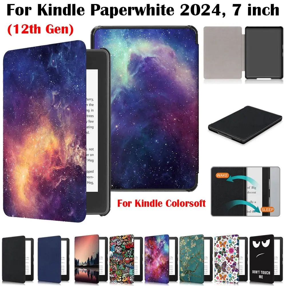 Auto Wake/Sleep eReader Cover Shockproof Colorful Folio Case Smart SA568B for Kindle Paperwhite 2024 7inch 12th Generation