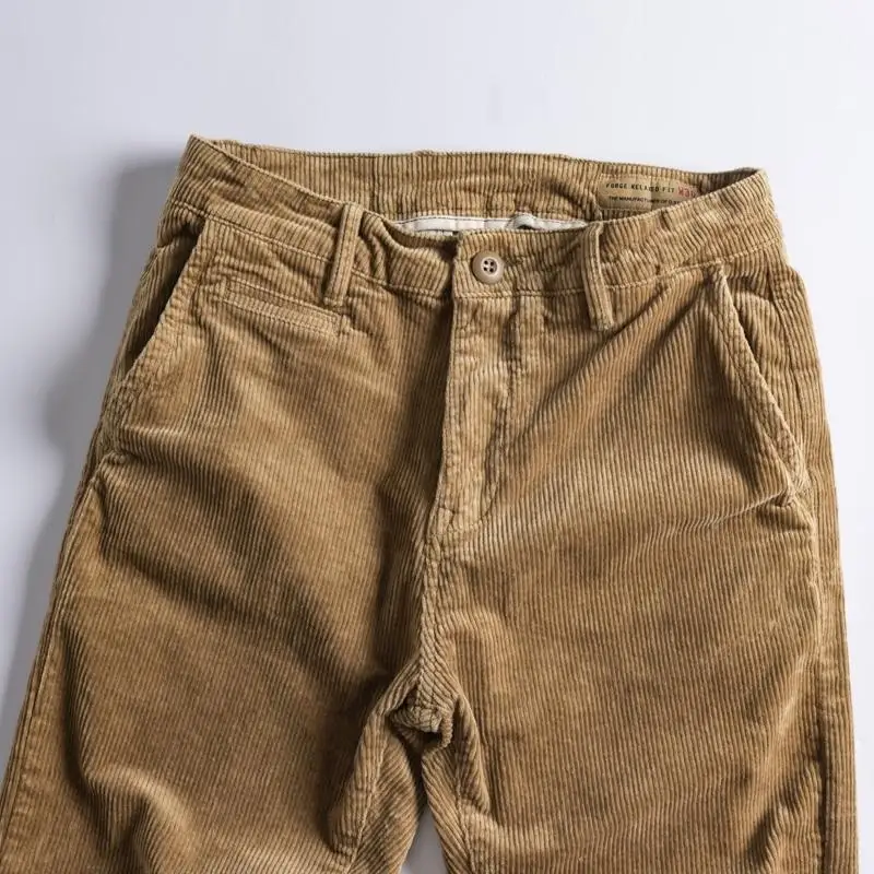 Pantalones rectos de retales con cremallera y botones para hombre, pantalón informal, Vintage, holgado, de pana, combina con todo, primavera y otoño