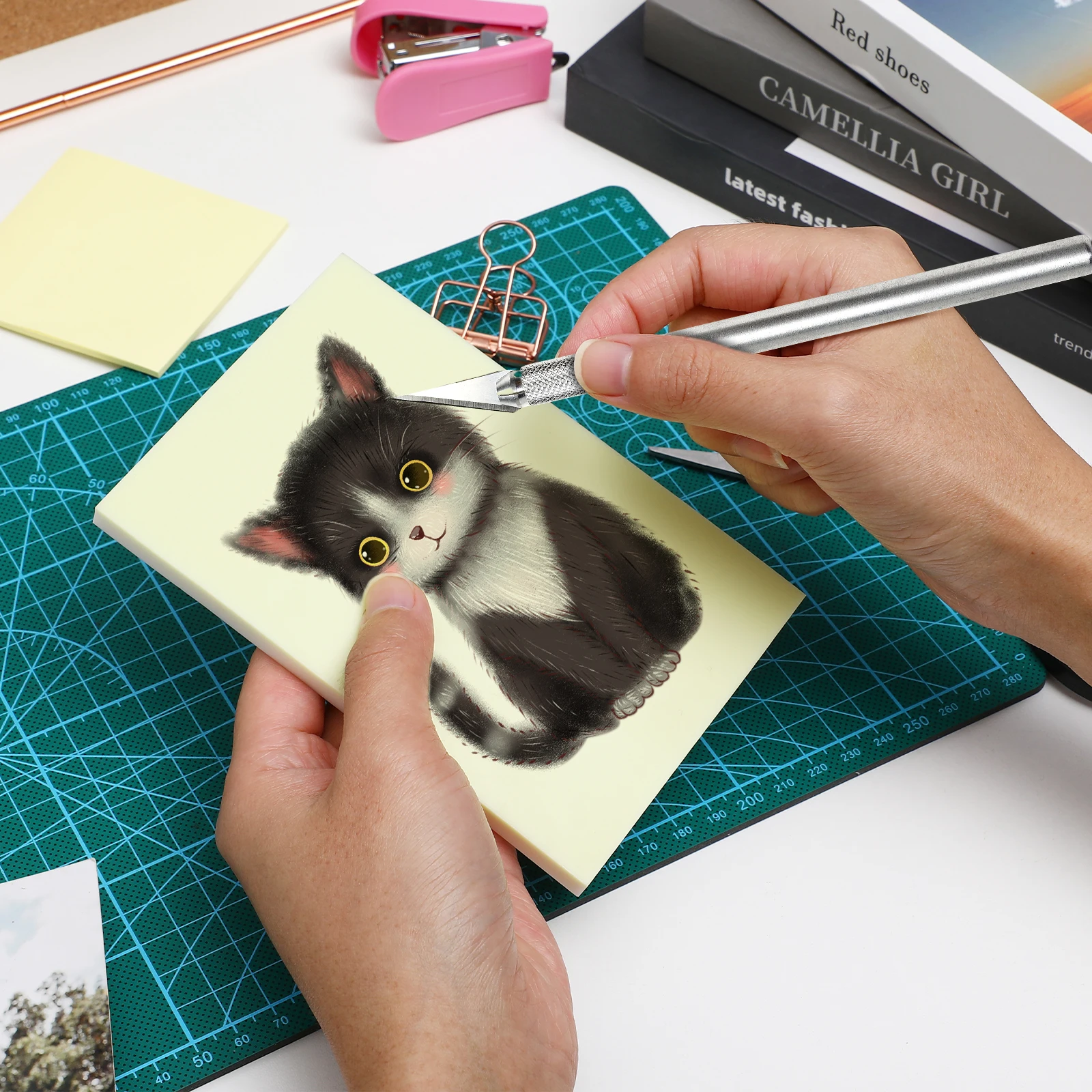 كتلة ختم مطاطية بطبقة مزدوجة من مادة PVC لمستلزمات الطباعة اليدوية اليدوية كتل النقش للمبتدئين و #4