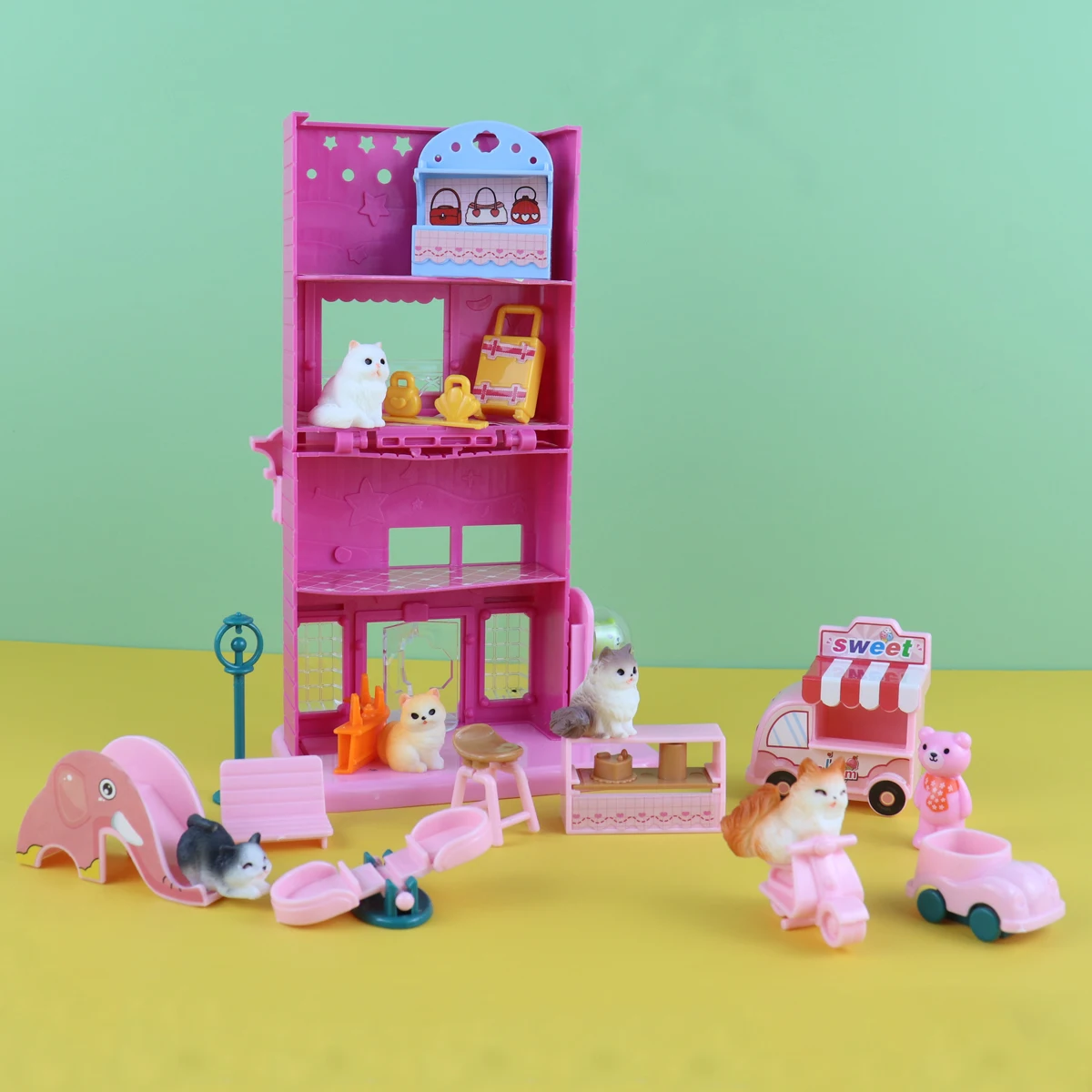 Doen Alsof Speelgoed Schattige Kat Huisdier Familie Speelgoed Mini Mode Kat Hond Supermarkt Spelen Huis Speelgoed Kat Pop Set Kerst Decoratie Nieuw