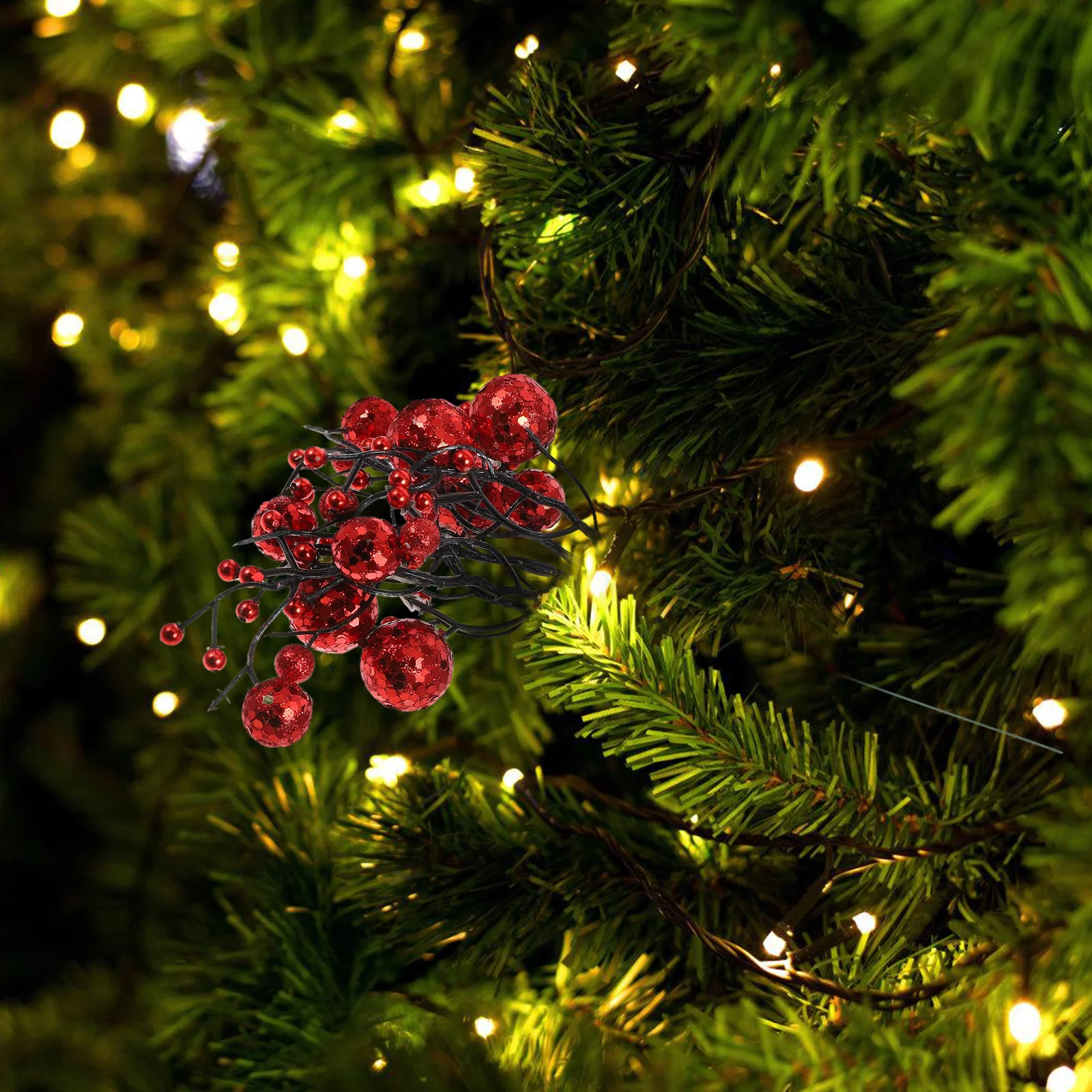 الأحمر عيد الميلاد بريق التوت ينبع الاصطناعي التوت غصين تألق عيد الميلاد عطلة زينة حشو DIY إكليل الأناقة الاحتفالية