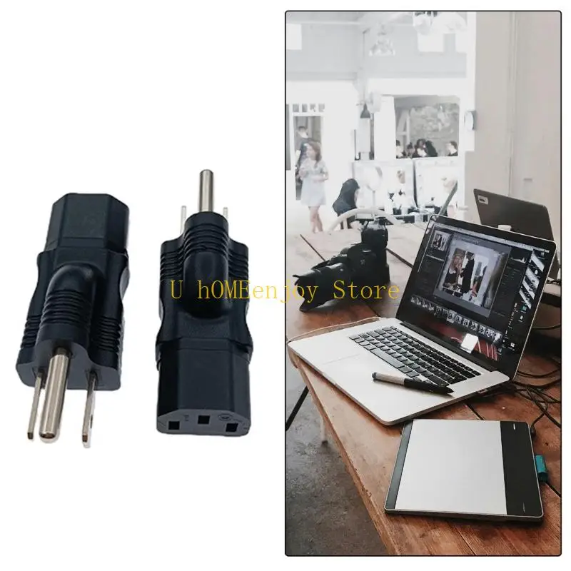 B0KF IEC 320 C14 Male to C13 Female Power Plugs Angled Power Cable Adapter Secure Connection For Tight Space