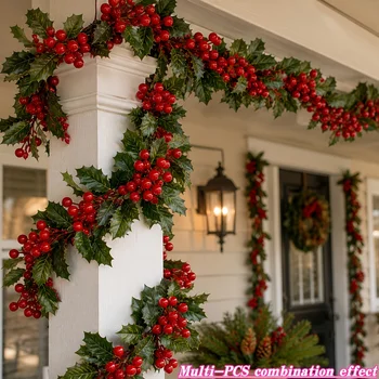 : Red Berry Christmas Holly Wreath 1