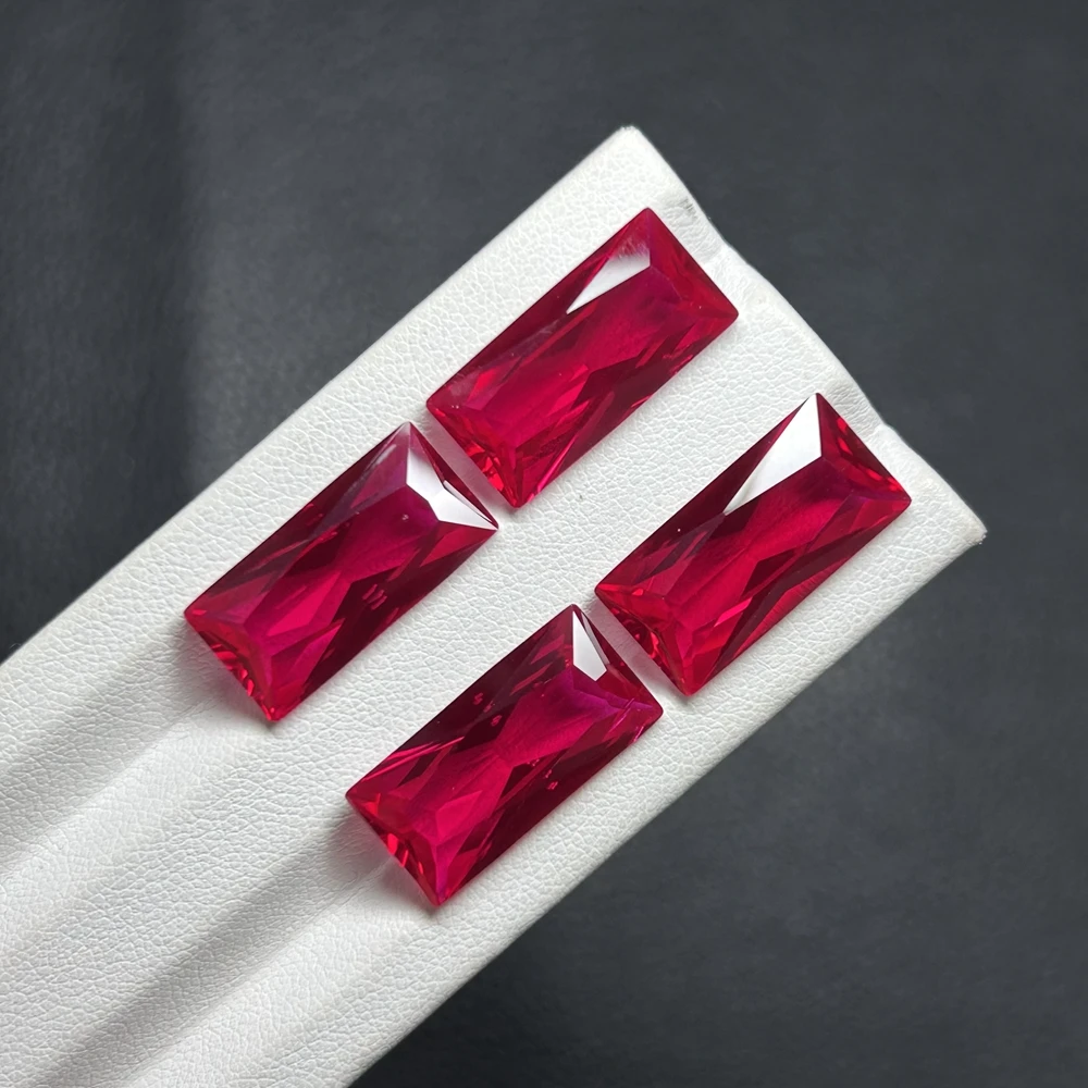 Meisidian Baguette 10x20mm 13.4 Carat Lab Created Grown Red Ruby Gemstone