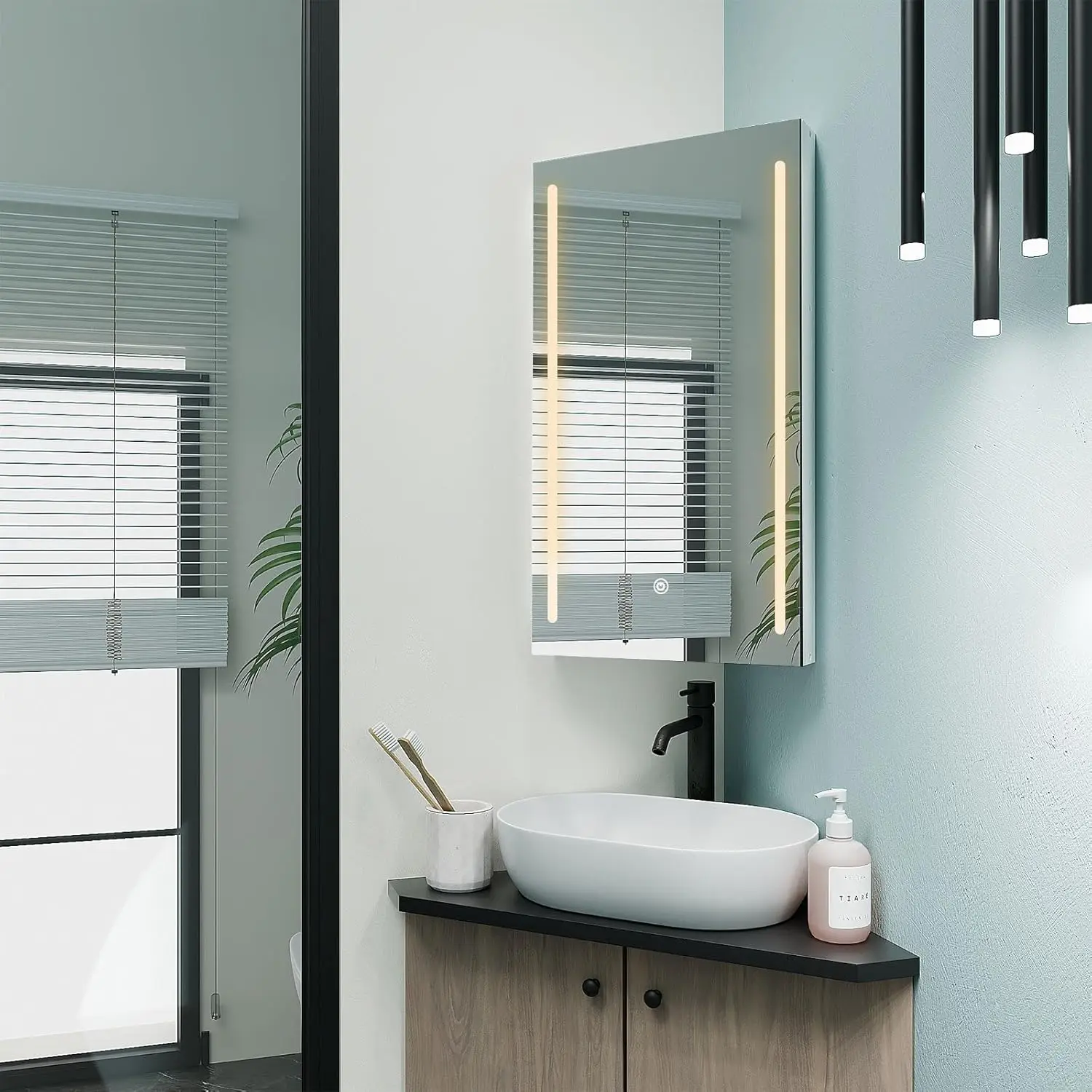 Cabinet Mirror with Lights,Lighted Medicine Cabinet with Mirror,Led Medicine Cabinet Mirror for Bathroom,14 * 24