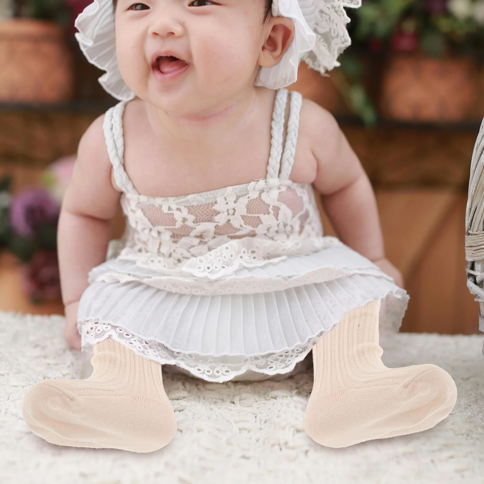 

1Pair Baby Mid-Calf Socks High Stretch Combed Cotton Toddler Socks Comfortable Lightweight for Active Kids Non-Slip Home Outdoor