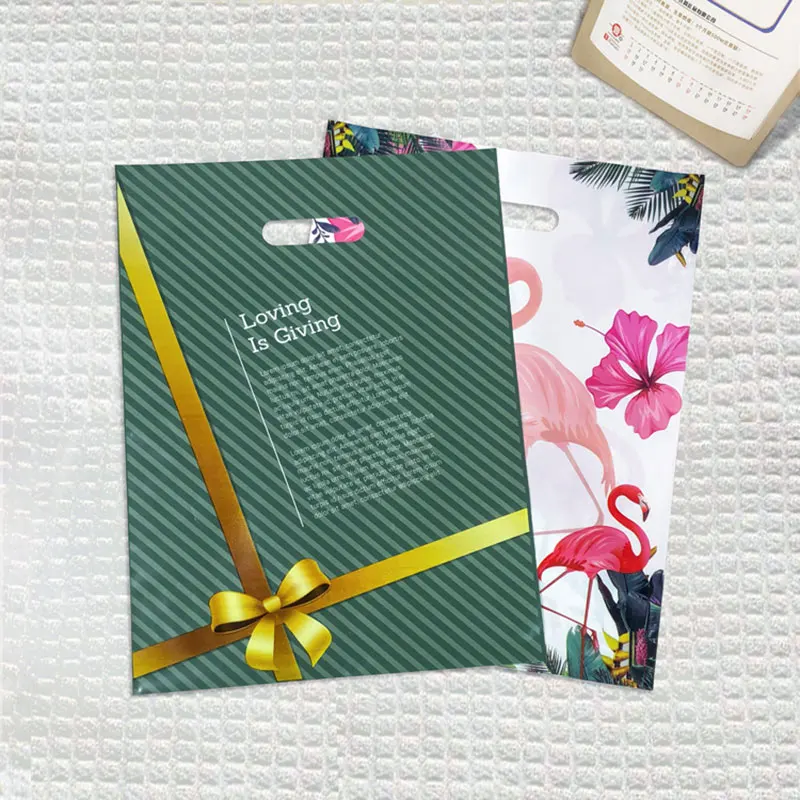 30pcs Thank You Gift Bag with Handles Plastic Floral Design Thank You Tote Bags birthday party packing Bags Wedding Favors Bag