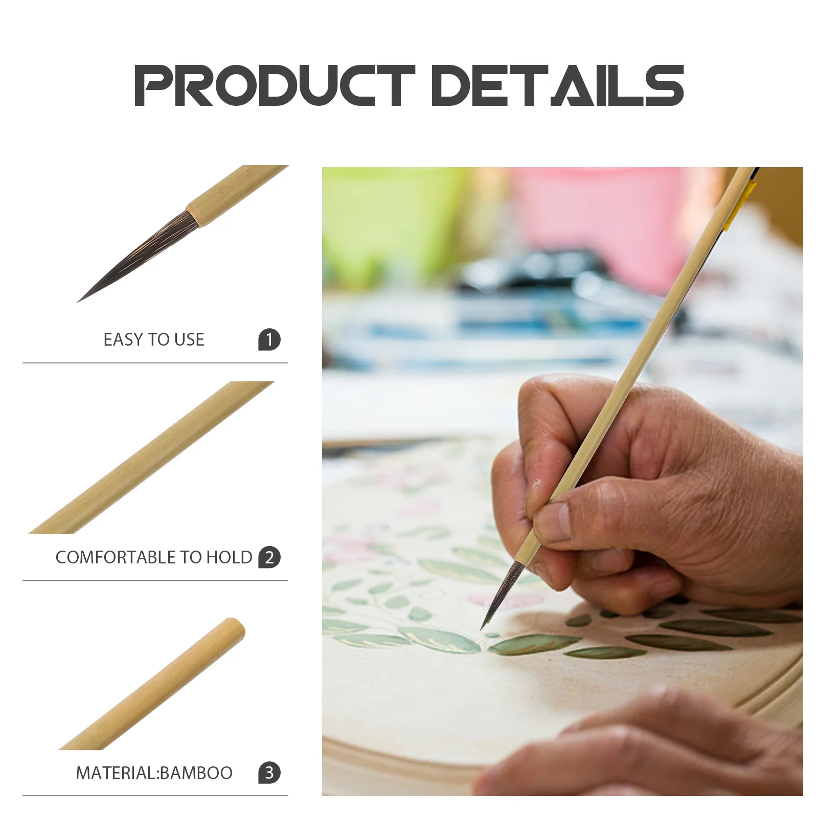 Color Painting Multi-Function Art Brush Fine Line Drawing Brush for Porcelain Watercolor Acrylic Stencil Small Projects Durable