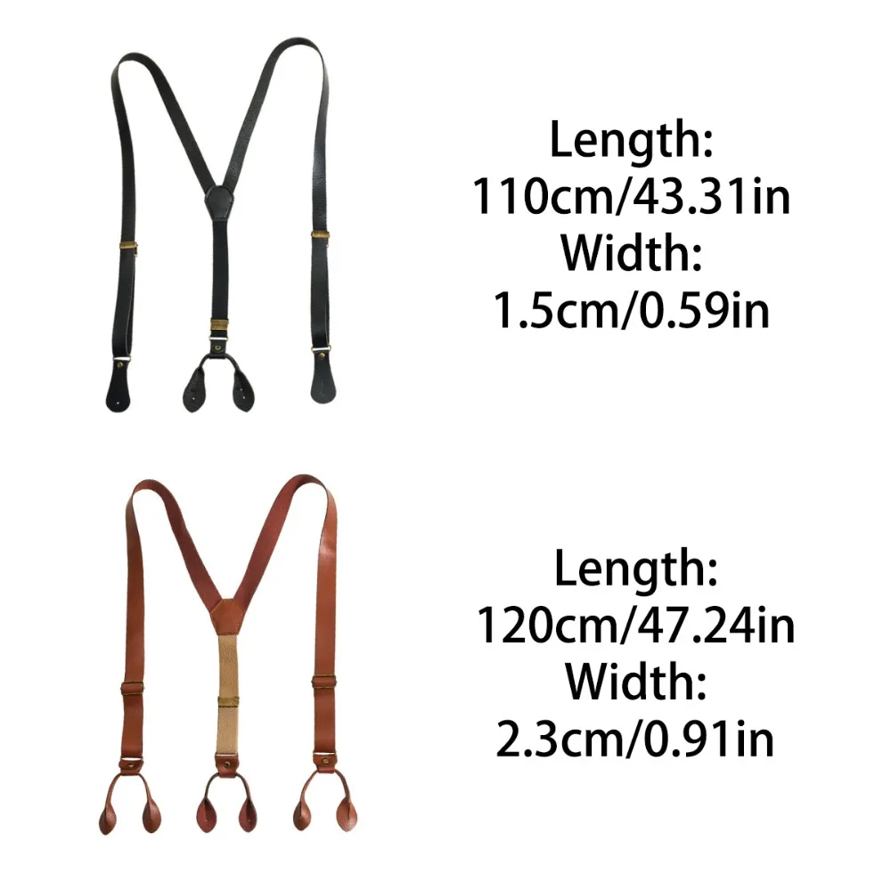 Simple Y-Type Suspenders for Men Retro Anti-slip Buttoned Suspenders British Style Suit Accessories PU Leather Suspenders Men