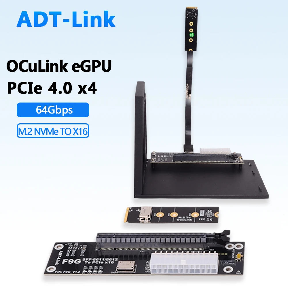 ADT-Link OCuLink External GPU Dock PCIe 4.0 X4 64Gbps GPU Expansion Dock ATX 500W Power Compatible eGPU for RTX 4090 RX 7900 XTX