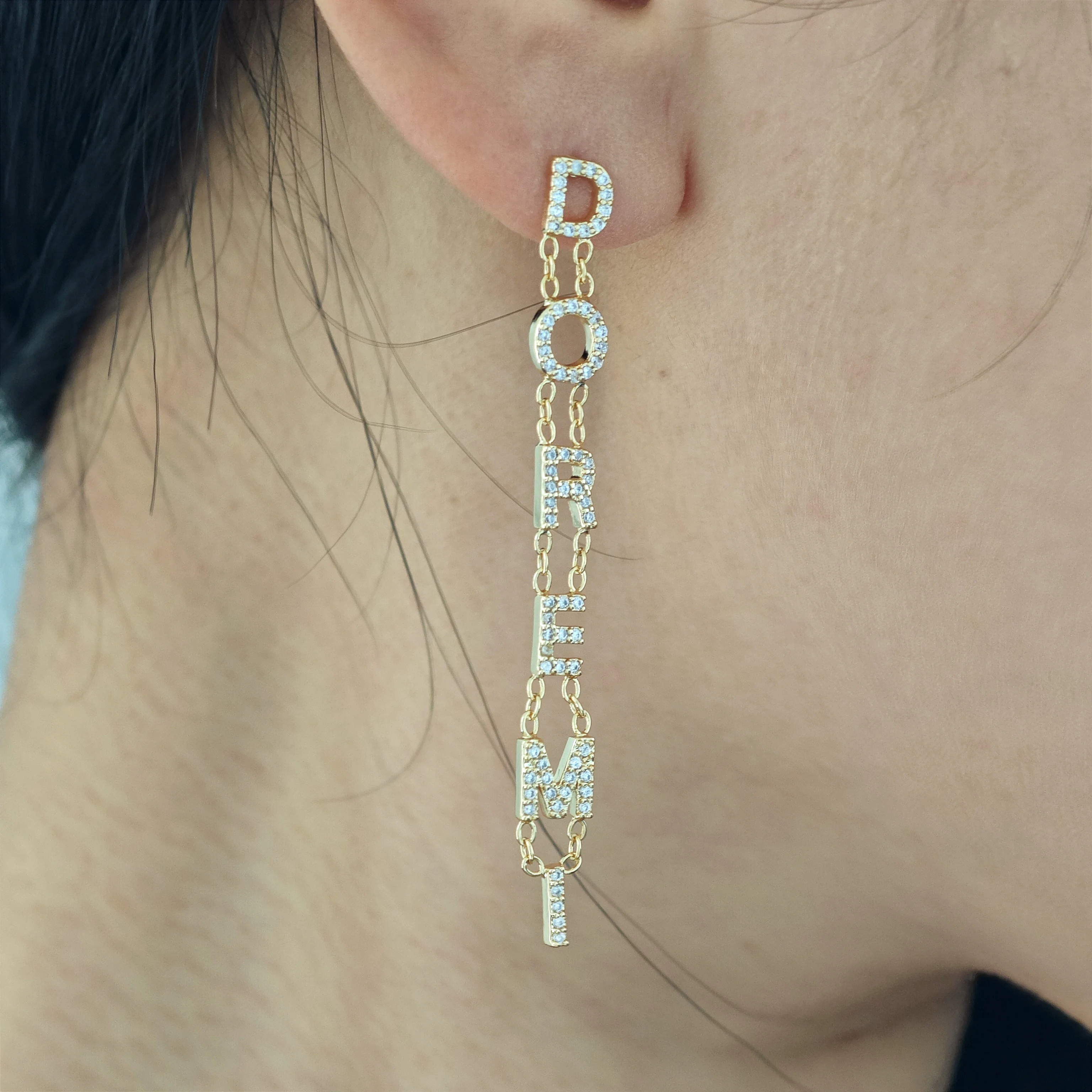 Lateefah Soldering Alphabet Tassel Earrings Customized Name Personalized Earrings Jewelry