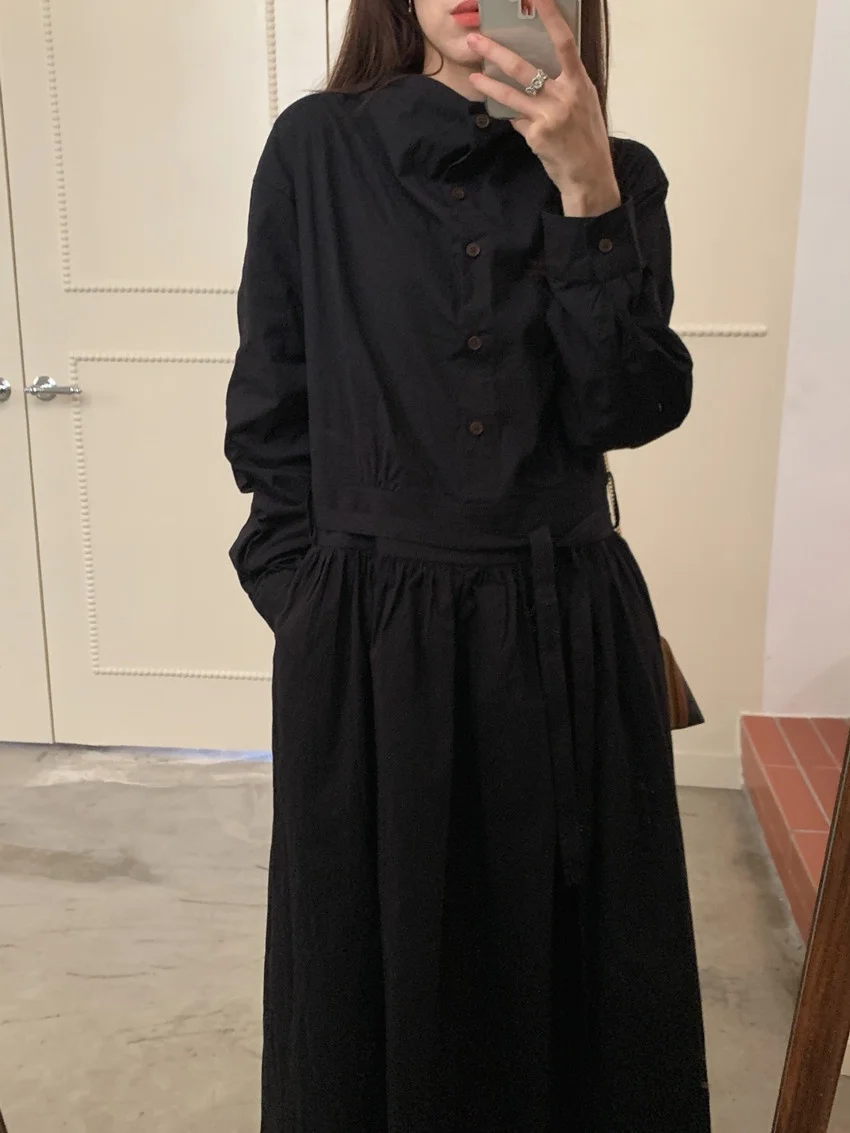 Alien Kitty สไตล์ใหม่ชุดยาวผู้หญิงปิดเอว Elegant Chic 2025 Solid Office Lady High Street Casual หลวมฤดูใบไม้ผลิ