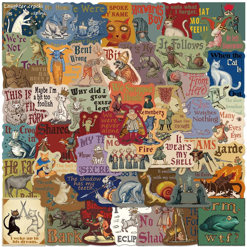 50 قطعة ملصقات القرون الوسطى مضحك خمر القرون الوسطى ميمي ملصقات صناعة يدوية سكرابوكينغ الهاتف الأمتعة الشارات مقاوم للماء