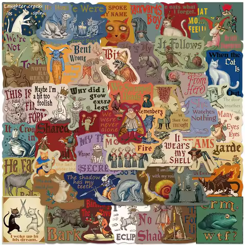 50Pcs Funny Medieval Stickers Vintage Medieval Meme DIY Stickers Scrapbooking Phone Luggage Waterproof Decals