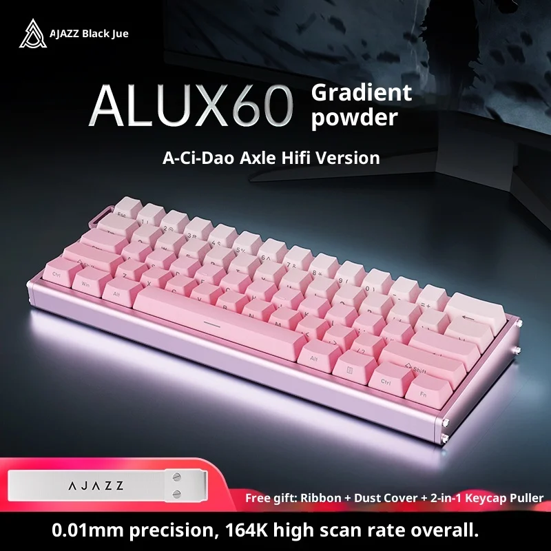 

Black Jue Alux60 All-Aluminum Magnetic Axis Mechanical Keyboard Cnc Customized Hot Plug Cable Game Esports Computer Holiday Gift