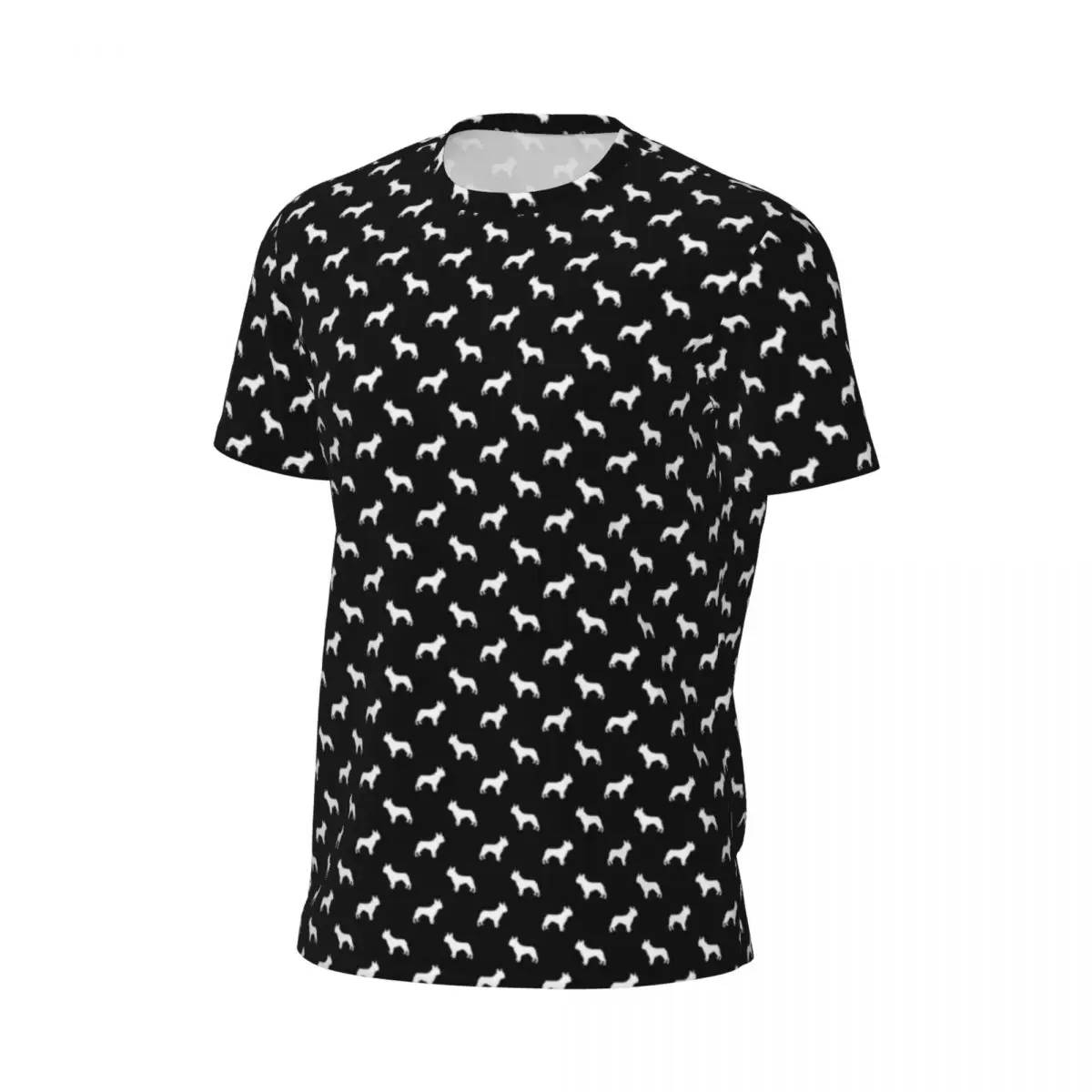 Sports T-Shirt Men White Dog Silhouette T Shirts Harajuku French Bulldog Print Beach Tee Shirt O Neck Classic Graphic Clothes