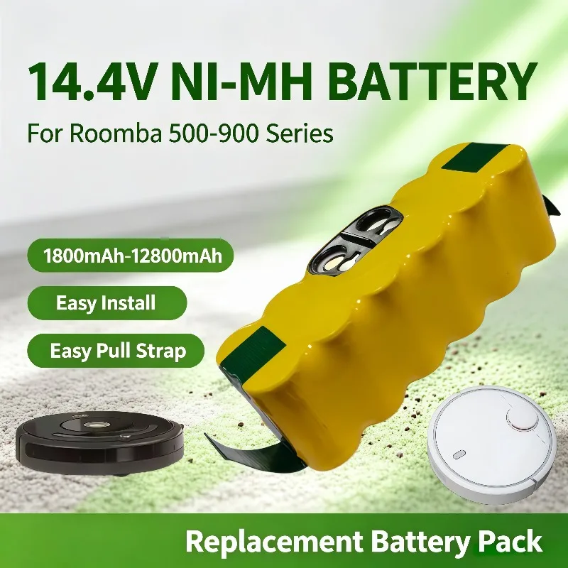 Robot Vacuum Replacement Battery 14.4V 1800‑12800mAh NI‑MH Lpega Battery Compatible With iRobot Roomba 530‑880