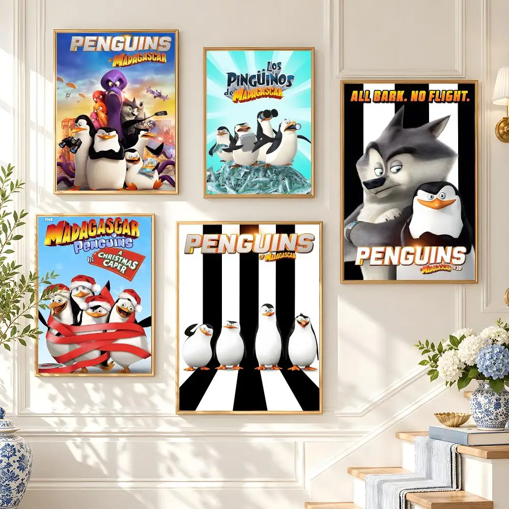 cartoon The Penguins of Madagascar Poster Poster HD Frameless Preppy Style Wall Art Home Decor For Living Room Bedroom Gift