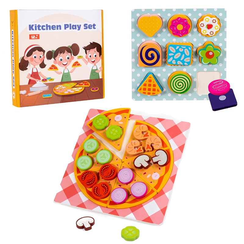 Children Simulation Food Kitchen Toy Pizza Cookies Pretend Play Jigsaw Puzzle Game Educational Learning Toys For Kids Girls Gift