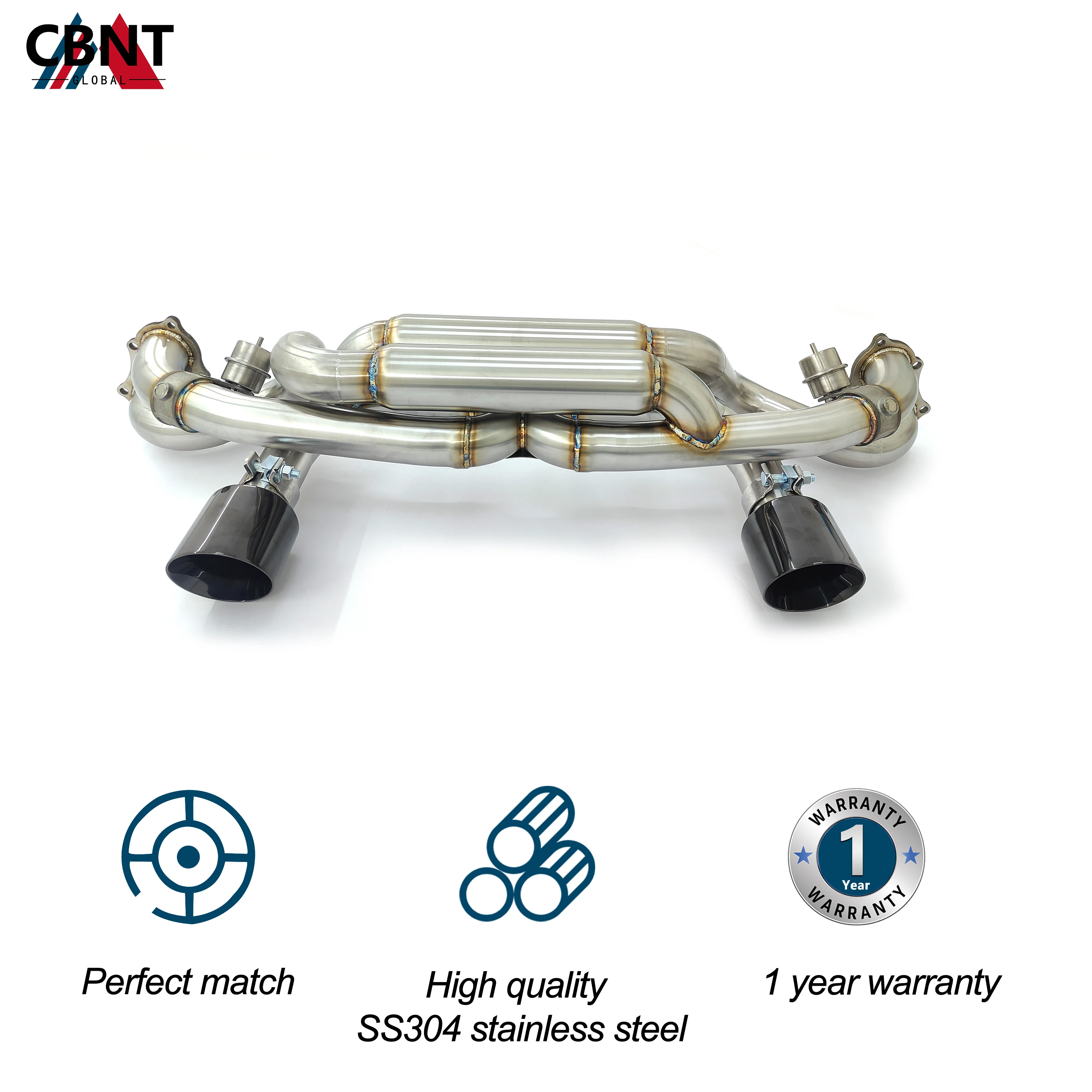 CBNT Valved Exhaust Systems for Porsche 718 Cayman GT4 /GTS/Spyder 4.0L Performance SS304 Exhaust Axle-back with Valve Muffler - Image 6