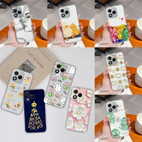 Case For Huawei Honor 400 Lite Brilliant Flower Rabbit Anti-fall Silicone Trendy Transparent Bumper For honor 400lite Funda Capa