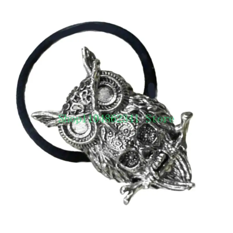 

652F Halloween Theme Owl Skull Hair Rope for Adult Dark Series Hair Band for Daily