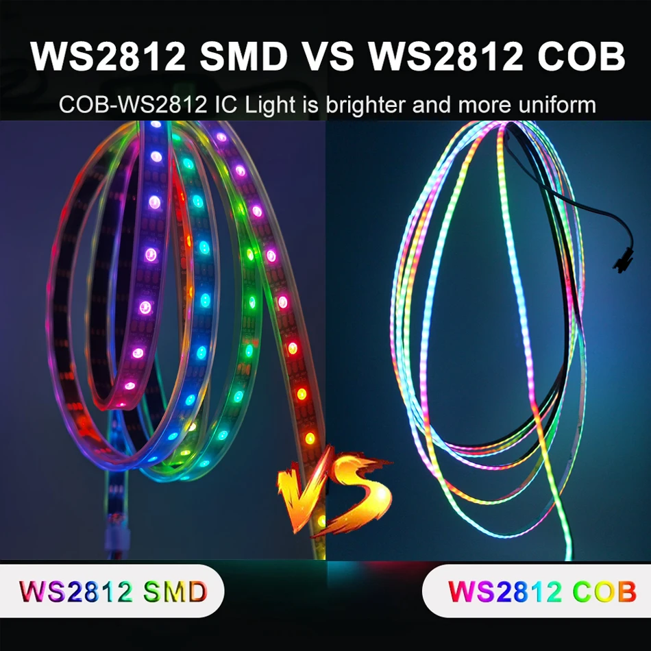 Pasek COB LED światło WS2812B IC RGB D5V o szerokości 5mm WS2812 indywidualnie adresowalne elastyczne taśma oświetleniowa o wysokiej gęstości 160