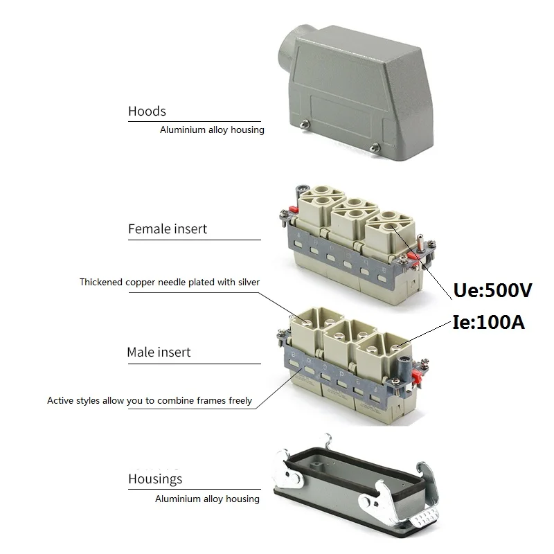 6 core 100A high-current heavy-duty connector Aviation industry waterproof plug socket 500V