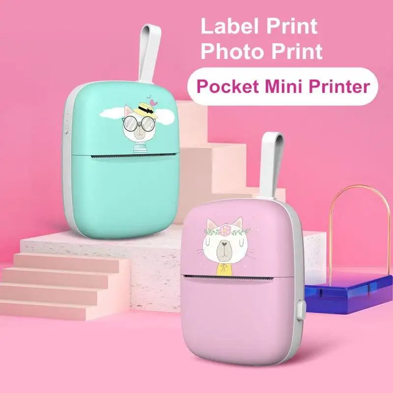 MINI Portable Thermal Printer Wireless Label Memo Machine 200dpi Bluetooth Inkless Pocket Imprimante Phone Notes Printing Paper