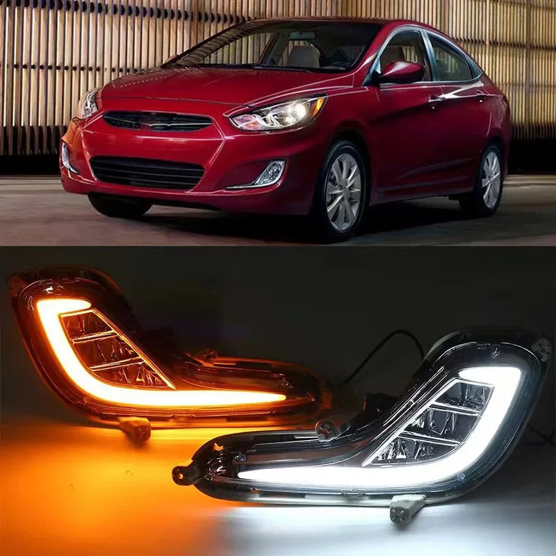 

For Hyundai Accent Solaris 2010 2011 2012 - 2014 2015 2016 1Pair Daytime Running Light Fog Lamp Cover Turn Signal DRL