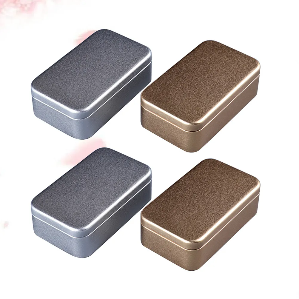 4Pcs Sealed Metal Business Card Box Tinplate Storage Container Portable Mini Tea Coffee Holder for Home Office Travel