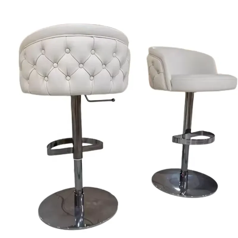 Modern bar Furniture Leather with Backrest Stainless Steel Stand Up& Down Swivel Barstool High Chair for bar Table