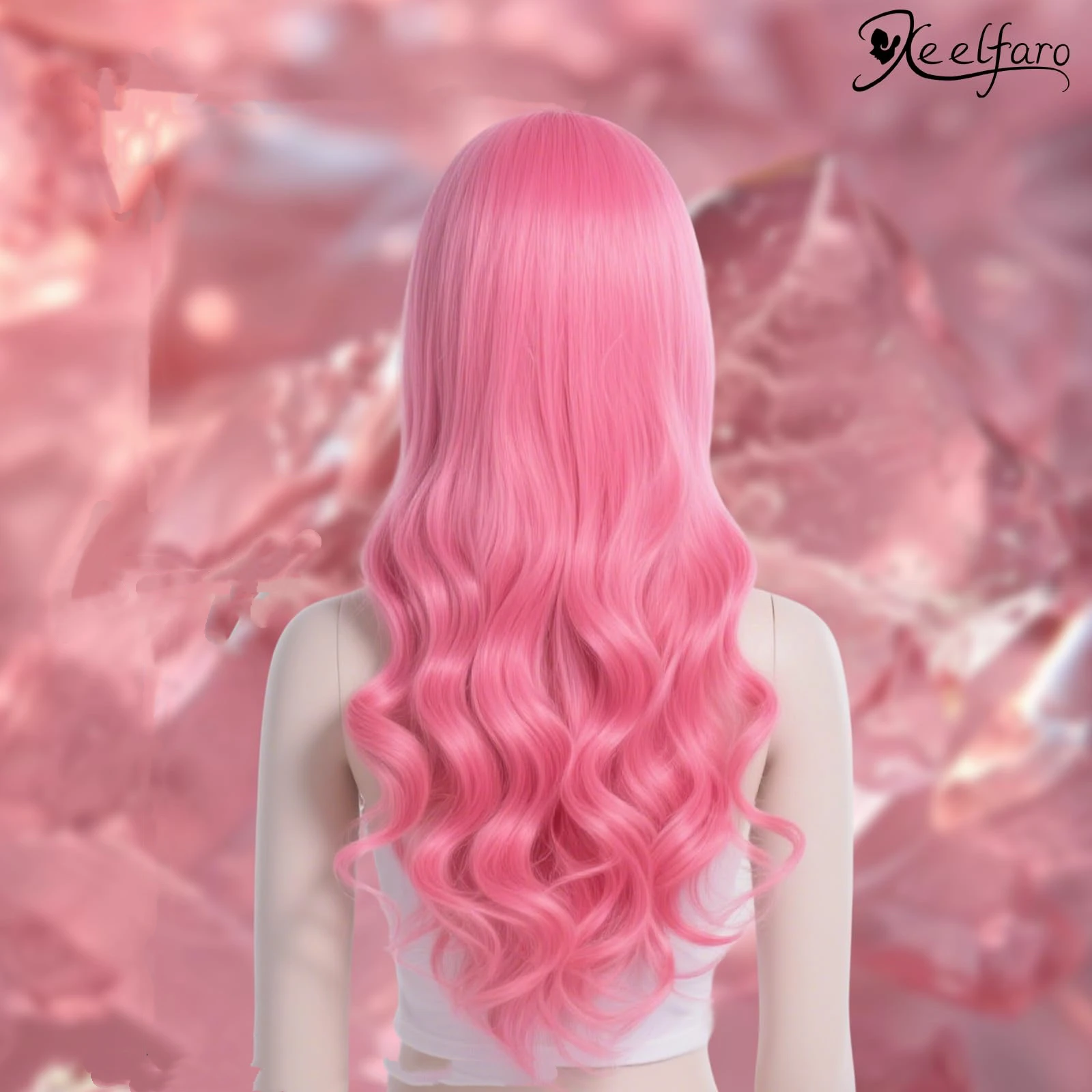 Pink Fashion Center-Parted Big Wave Wig Synthetic Wig Halloween Cosplay Costume Wig Party Day Wig Hot Wire Wig Set