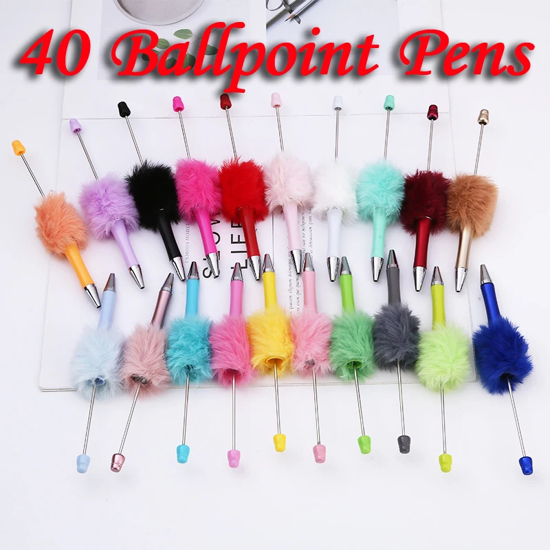 

40Pcs Newest Colour Creative Plush Ballpoint Pen Ballpoint Pen DIY ballpoint pen Gift for Student Office Supplies