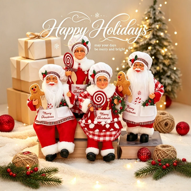 Cartoon creative new standing posture chef elderly lady Christmas hotel restaurant desktop decoration ornament
