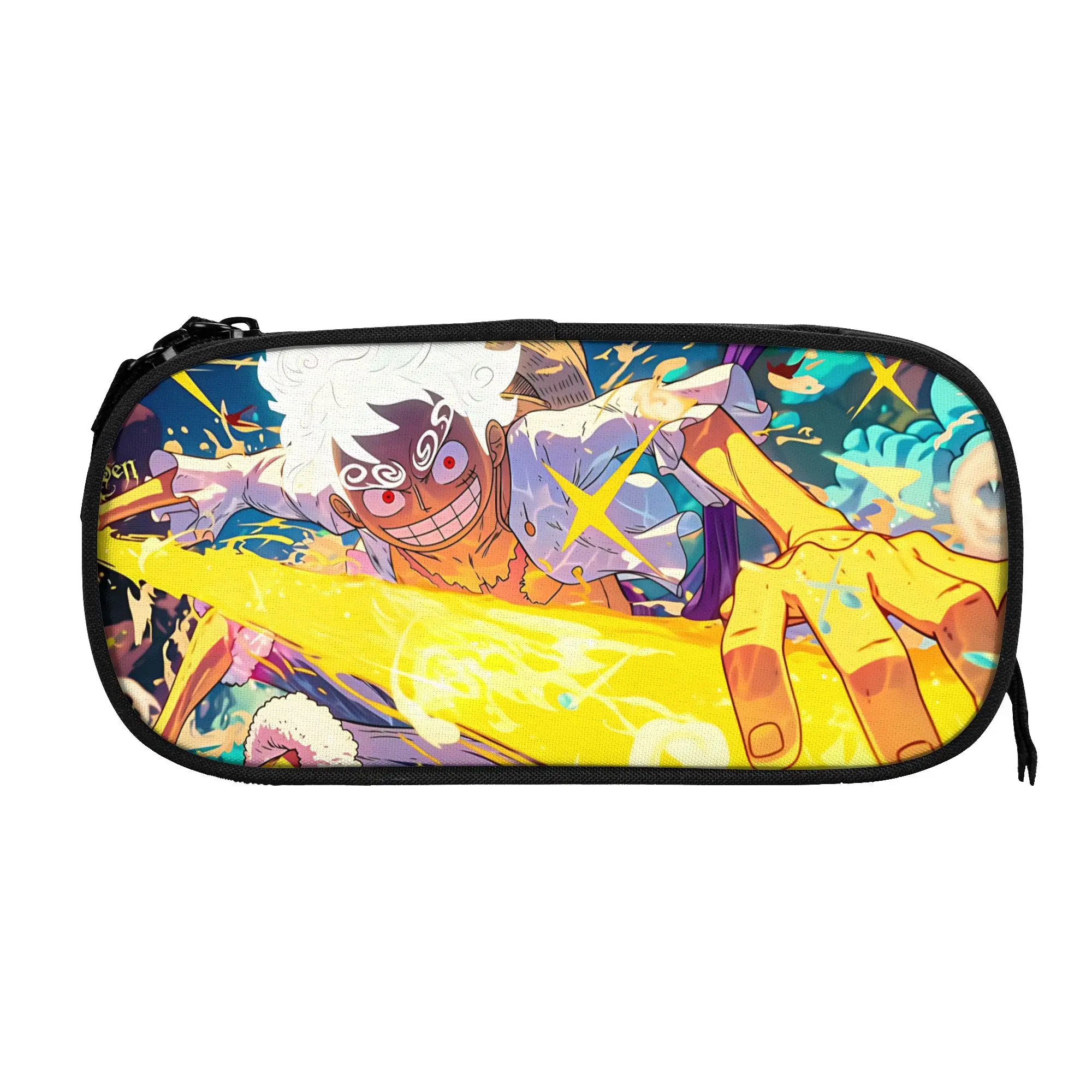 Large Capacity Bags For Child Cartoon Luffy Gear Five Gold Pattern One-Pieces Estuche Escolar For Boys Gilrs Kids