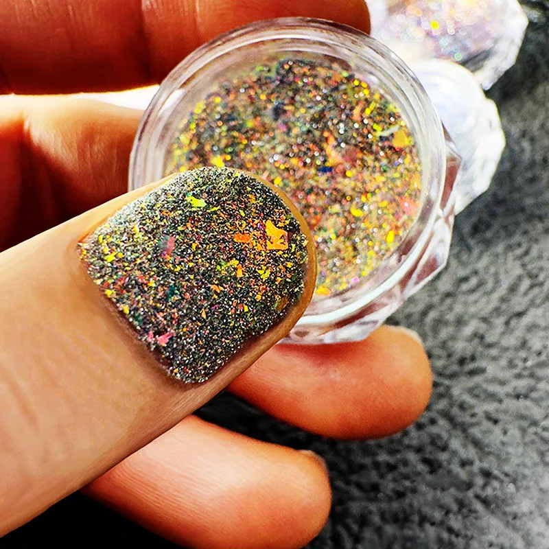 Polvere per unghie broccato nuvola a 6 colori Polvere riflettente per unghie con diamante spezzato Polvere glitter per unghie che rimbalza in discoteca Polvere brillante con diamante scintillante