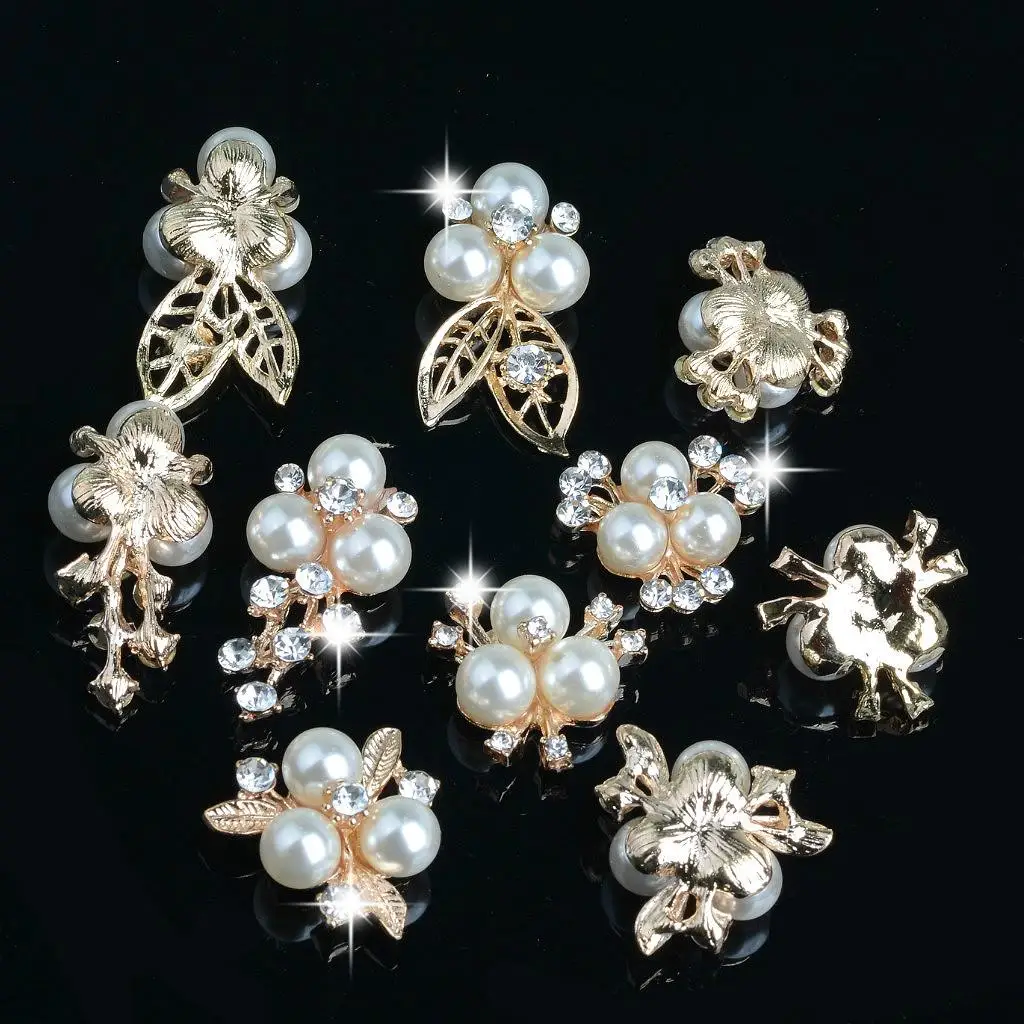 10pcs Crystal Rhinestone Buttons Flower Flatback Jewelry Embellishment