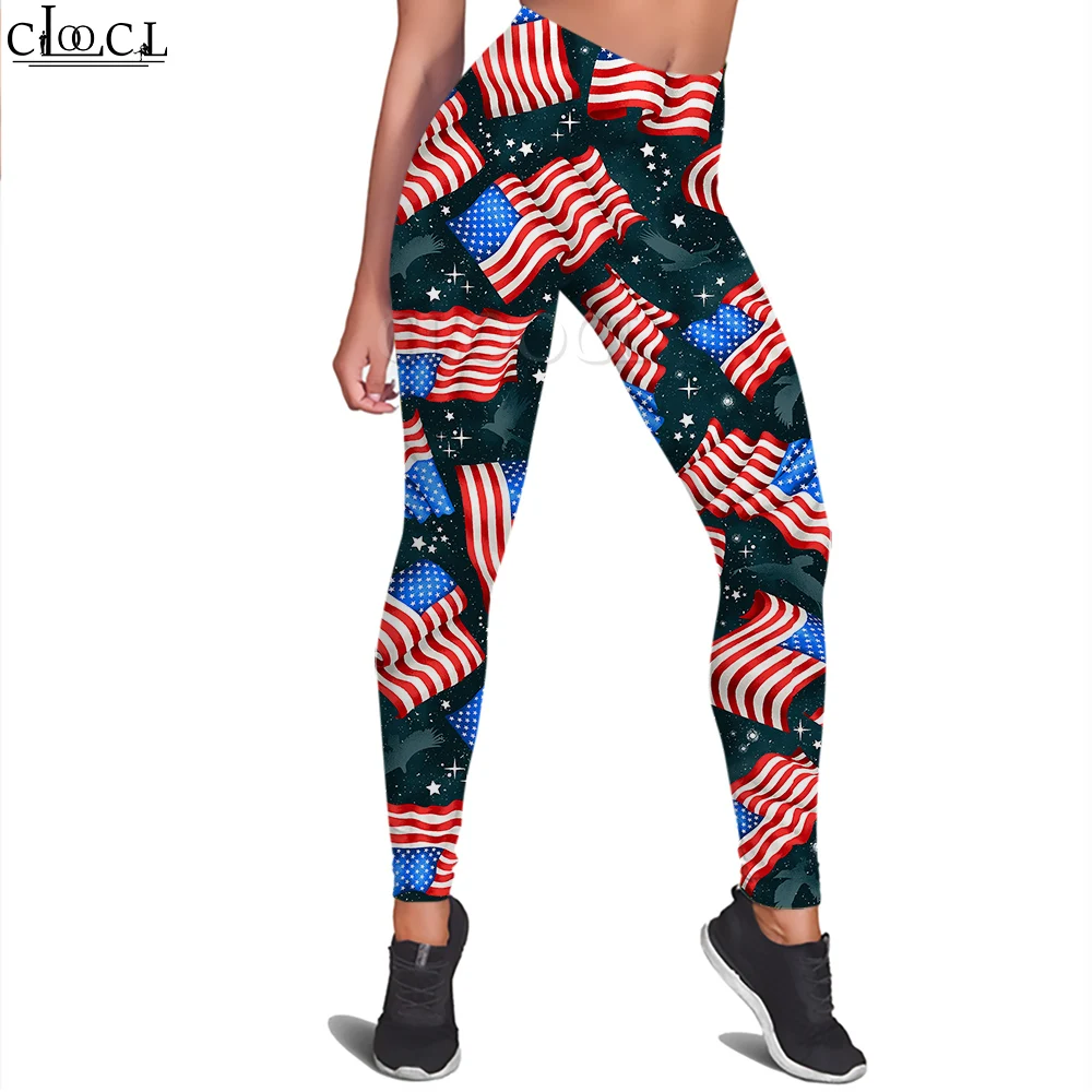 CLOOCL Fashion Women Legging American Flag Pattern 3D Printed Trousers for Female Workout Push Up Jogging High Waist Yoga Pants