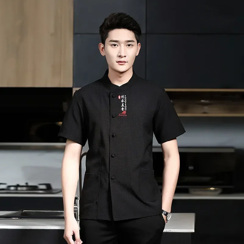 ملابس طهاة الفندق بأكمام قصيرة، زي الشيف لخدمة الطعام، ملابس المطبخ والطبخ، بأكمام قصيرة، ملابس عمل قابلة للتنفس