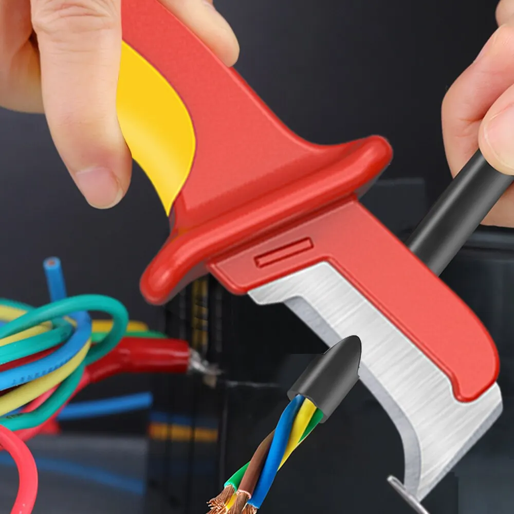 100,000-Volt Electrician's Knife Insulated Knife  Cable Skinning Hook Knife  Straight-Blade Stripping Knife for Peeling Off Cab image 4