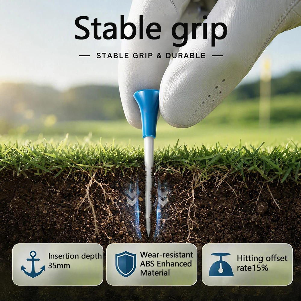 FzcSpeed 50PCS Golf Soft Rubber Base Ball Stud With 83mm Plastic Ball TEE With Stripes Durable And Hitting Resistant