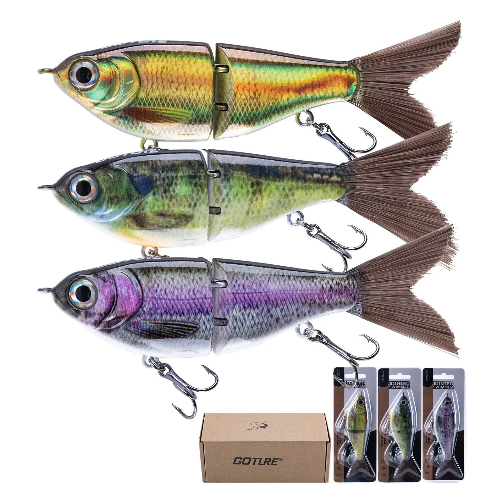 Goture 12cm/17.5g Multi-Jointed Swimbait Lifelike 3D Eyes Hard Multi Jointed Swimbait Crankbait Lifelike Fishing Lure Tackle