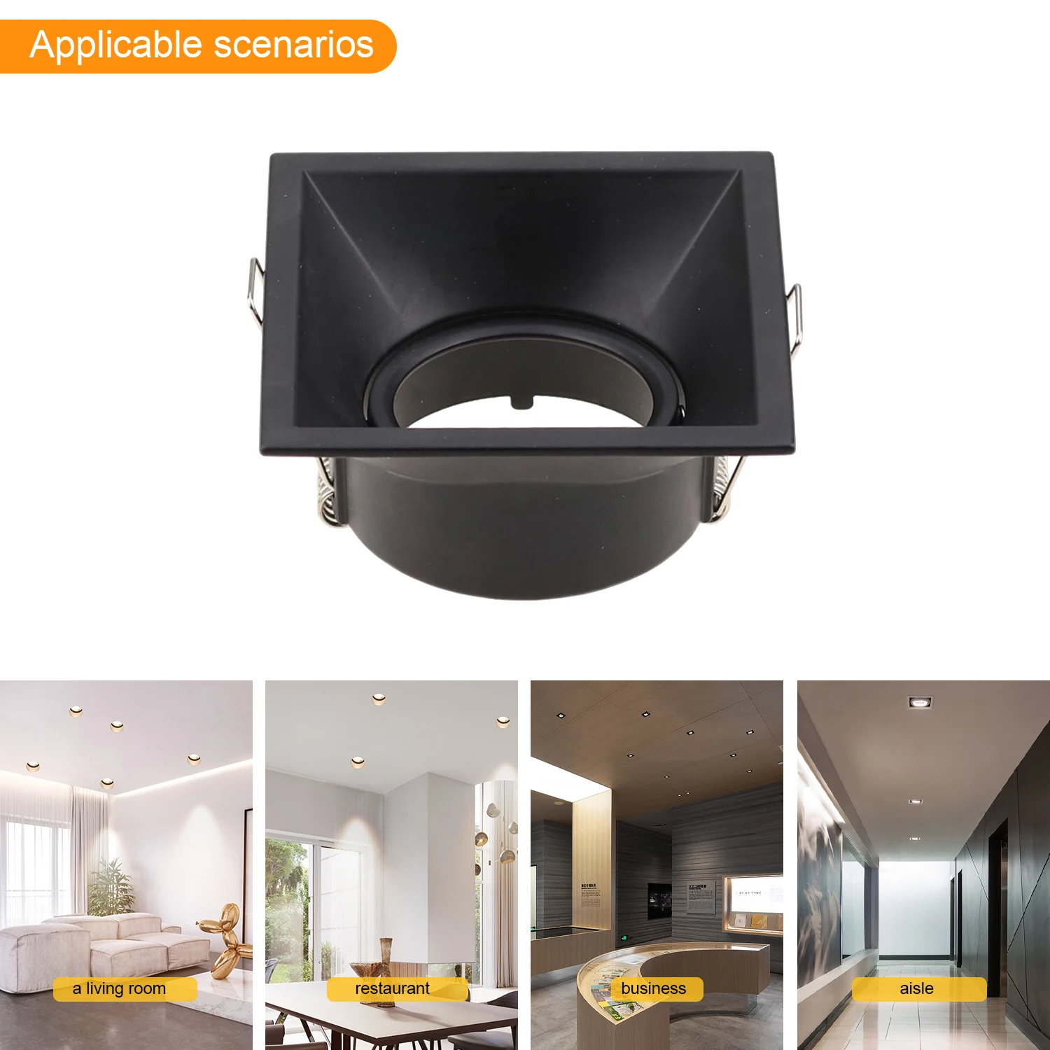 Quadrado redondo de alumínio led downlights redondo ajustável teto ponto lâmpada suporte gu10/mr16 base iluminação ponto dispositivo elétrico