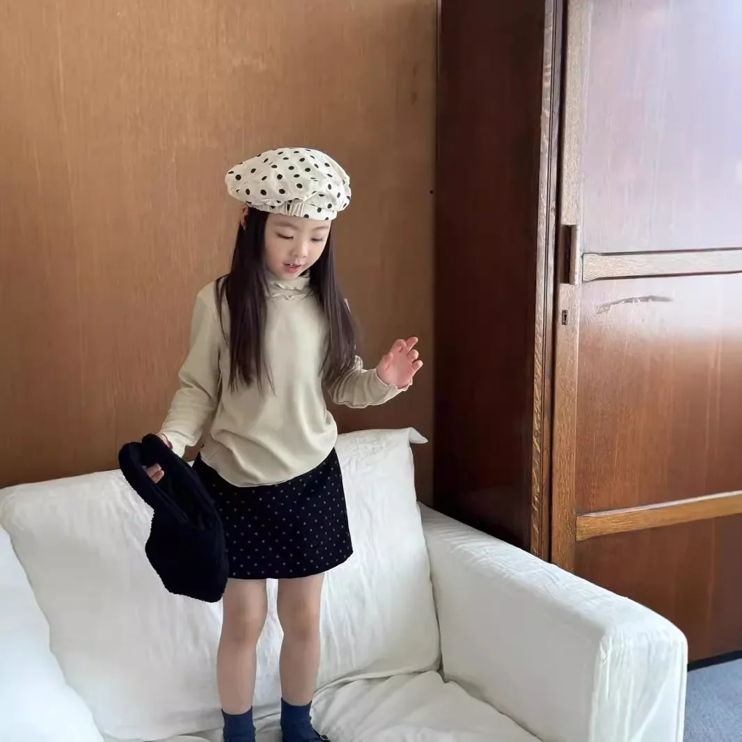 Meisjes Blouse 2024 Herfst Nieuwe Kinderen Kleding Koreaanse Stijl Baby Meisje Zacht Wasachtig Stapel Kraag Basis Shirt Casual Eenvoudig Getij